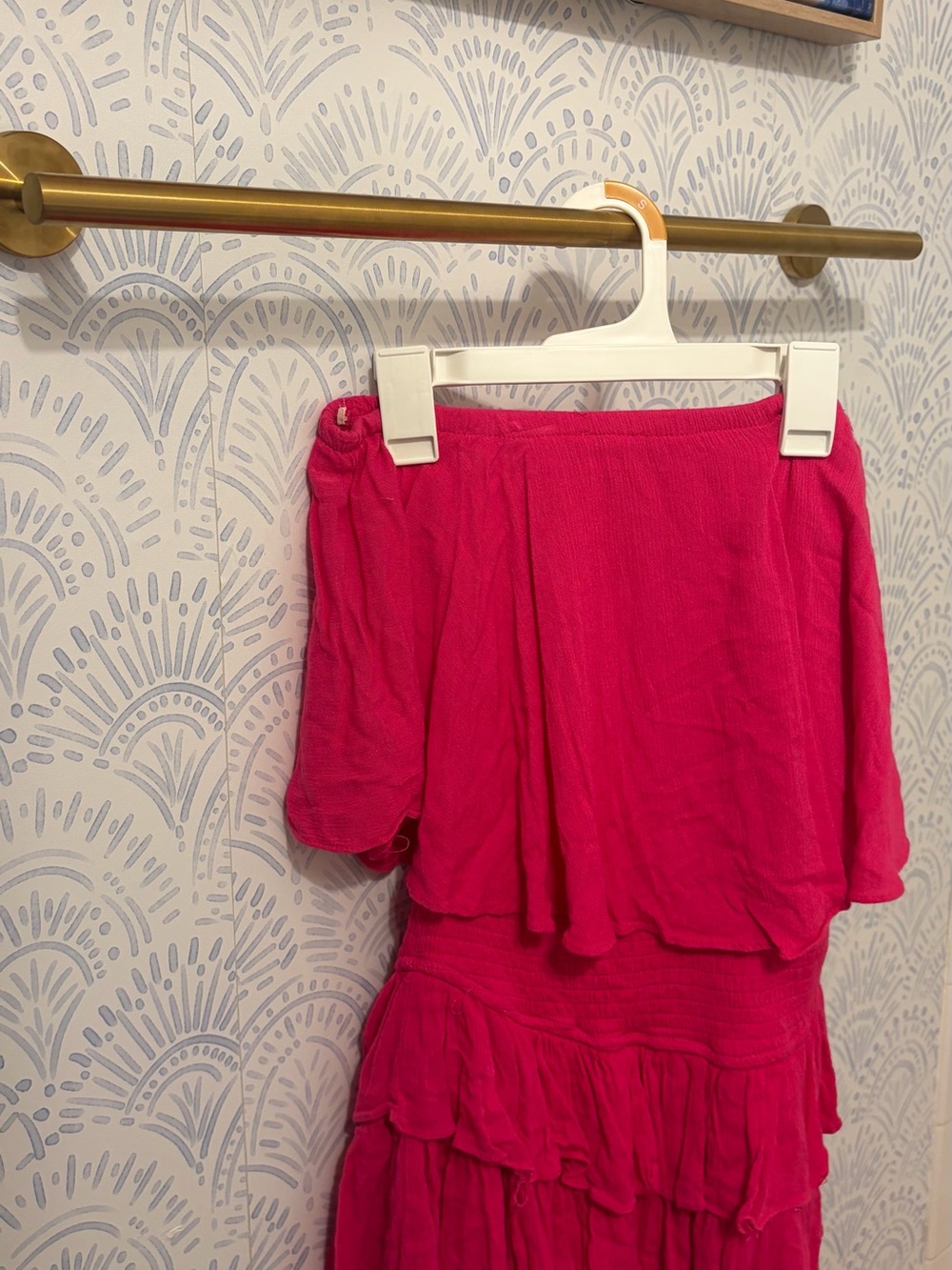 Mustard Seed Hot Pink Tiered Off-Shoulder Dress